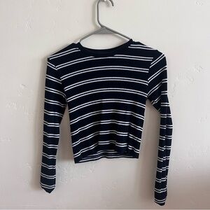 Brandy Melville Blue and White Striped Long Sleeve! Size fits all